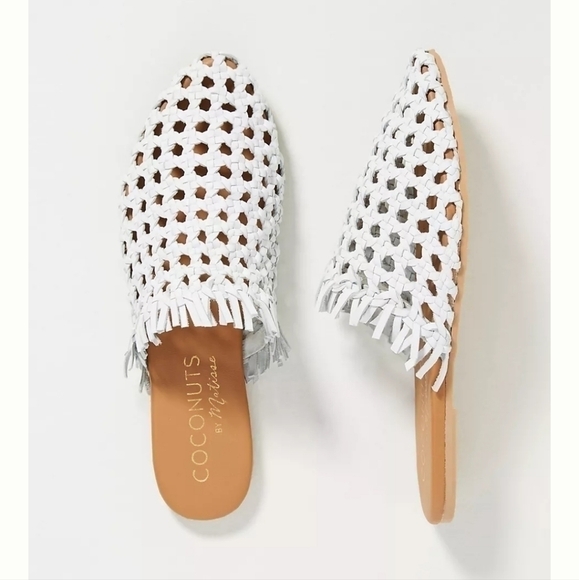 Coconuts by Matisse Safari Woven Leather Mules in White, sz 6 - Picture 1 of 14